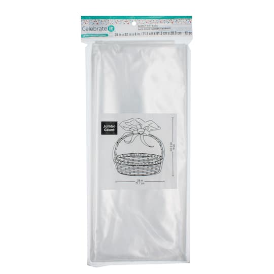 Jumbo Clear Basket Gift Bags by Celebrate It&#x2122;, 12ct.